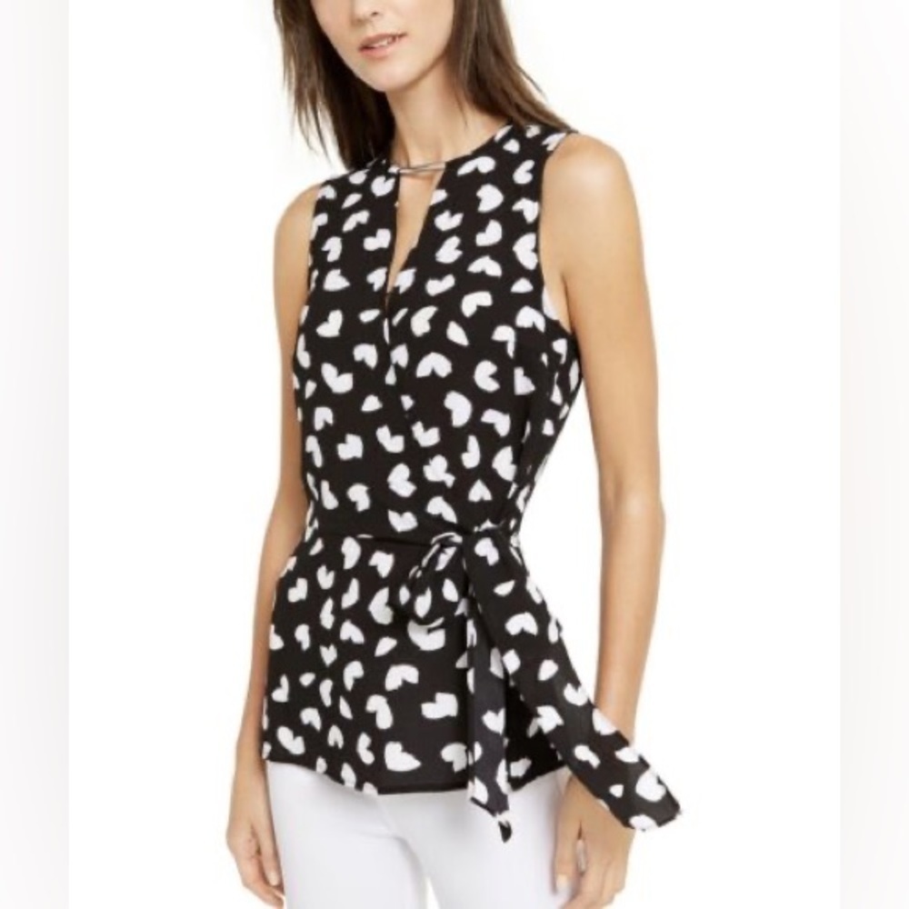 Nwt Michael Kors Black And‎ White Blouse Size M